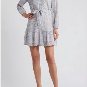 PAIGE Marlyn Blue Floral Long Sleeve Mini Dress